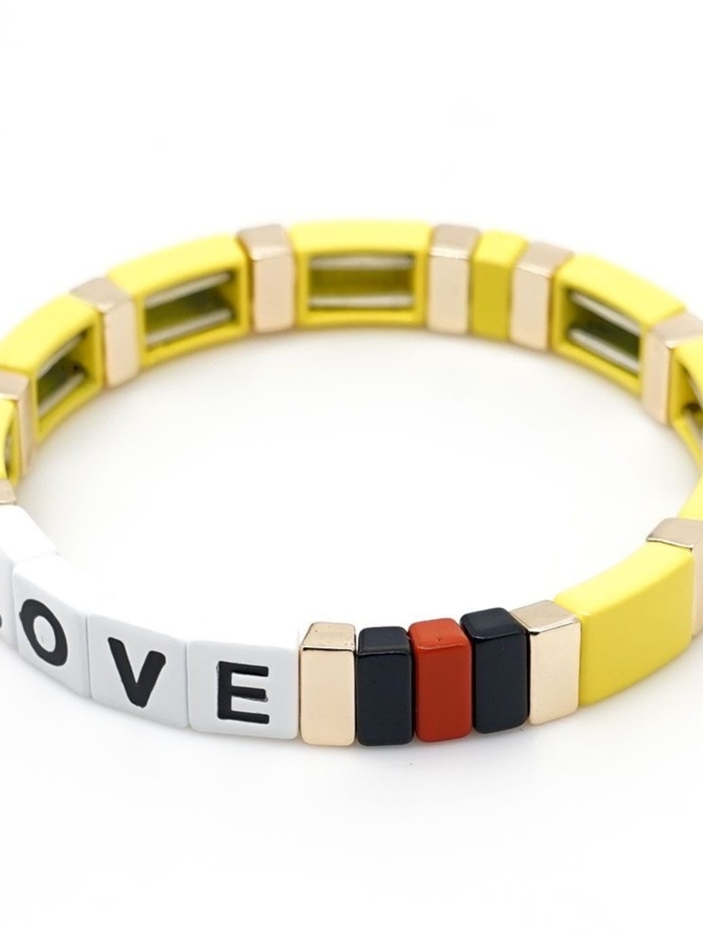 Roxanne Assoulin LOVE Enamel Tile Stretch Bracelet Yellow Multicolor Stackable